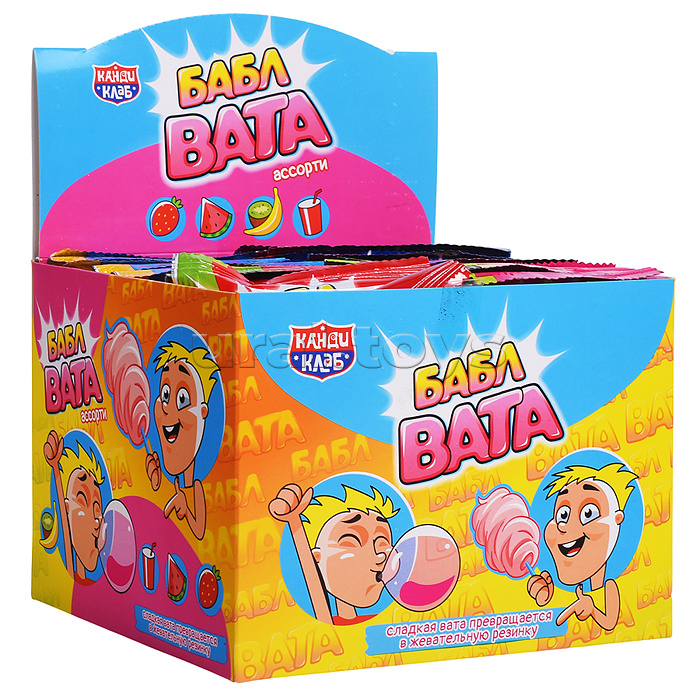 Сладкая вата "Бабл вата" ассорти 5гр*24шт