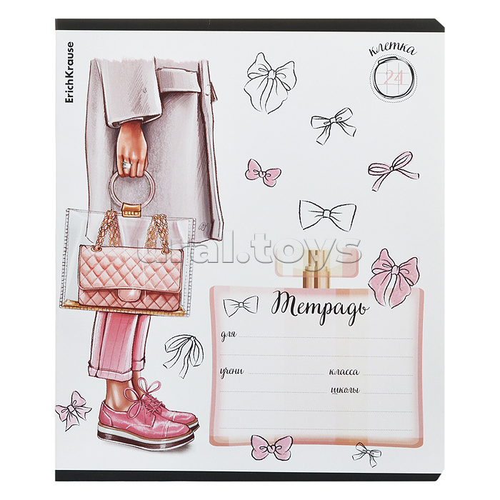 Тетрадь 24 л. клетка, "Fashion Girl" выборочный УФ-лак c глиттером