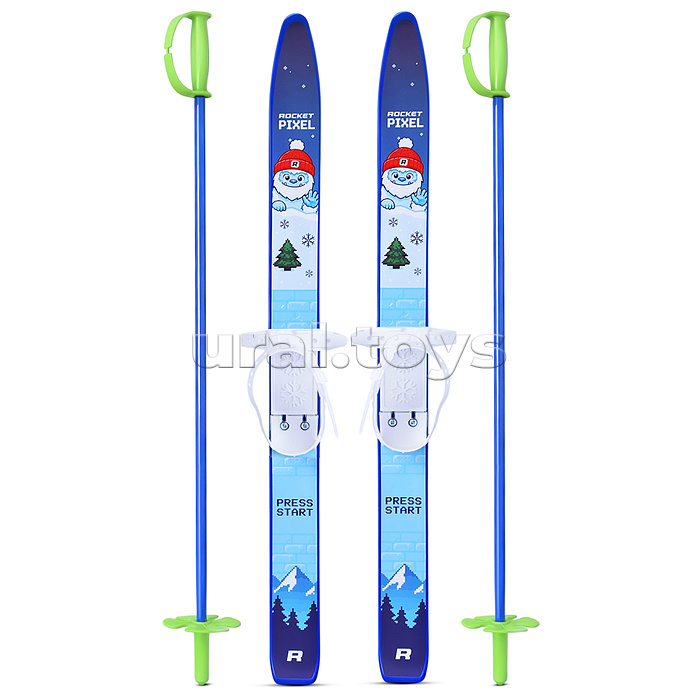 Лыжи детские "Снежный склон" ROCKET SKI KIDS 75/75 см, универсальное крепление, с палками