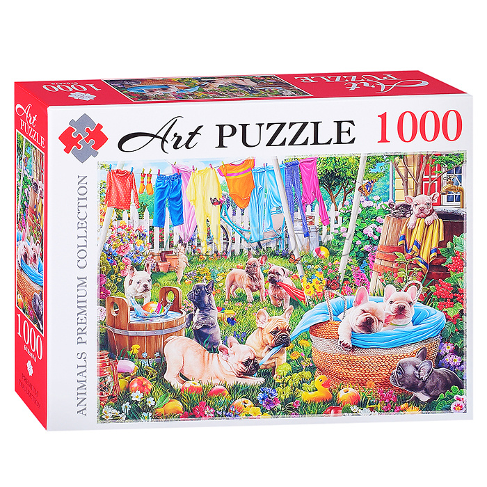 Пазлы 1000 Artpuzzle "Французские бульдоги в саду"
