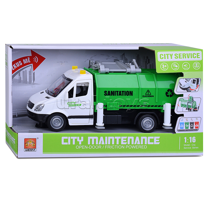 Машина "Городская служба" (свет, звук) на батарейках, в коробке (цвет зеленый)