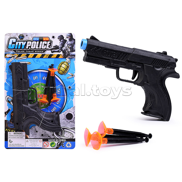 Пистолет "Первый выстрел" со стрелами на присосках, на листе