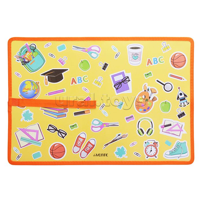 Накладка на стол "Back to School" 43x29 см, пластиковая 500 мкм, с цветным рисунком, с окантовкой и застежкой-липучкой, в пластиковом пакете