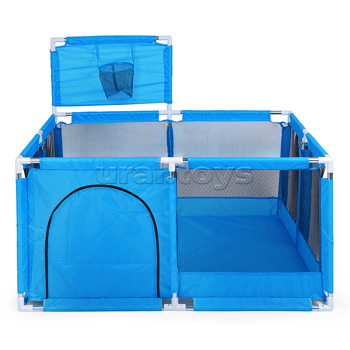 Манеж детский квадратный с баскетбольным кольцом (128*128*65) цвет синий