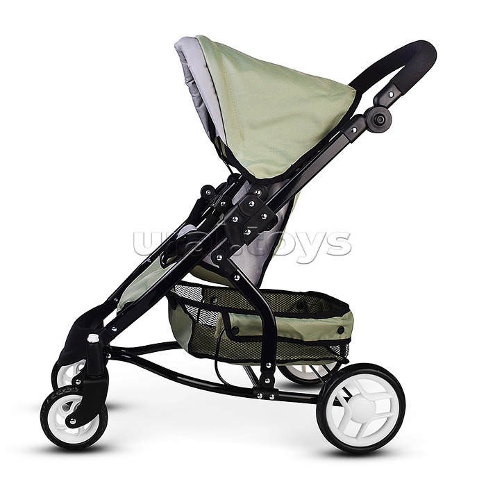 Коляская кукольная металлическая, с корзиной, цвет серо-зеленый