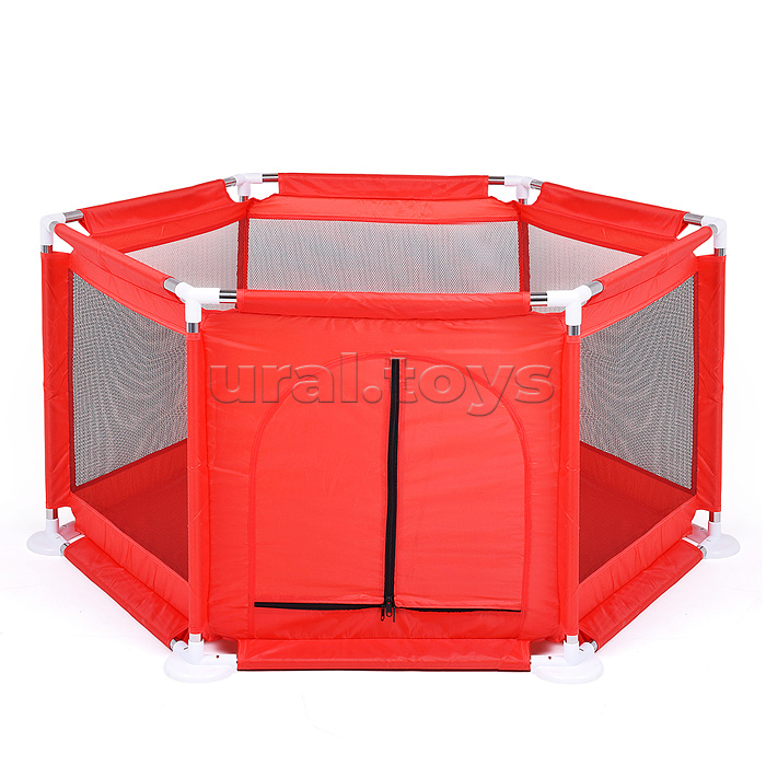 Манеж детский  шестигранный (113*130*65) цвет красный в пакете