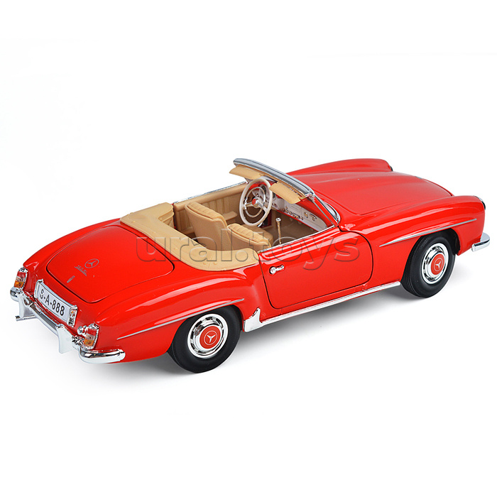 Машинка die-cast 1955 Mercedes-Benz 190SL, 1:18,  красная, открывающиеся двери