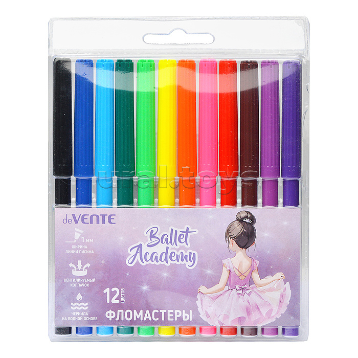 Фломастеры 12цв. "Ballet Academy" с вентилируемым колпачком, в пластиковом блистере Фломастеры 12цв. "Ballet Academy" с вентилируемым колпачком, в пластиковом блистере