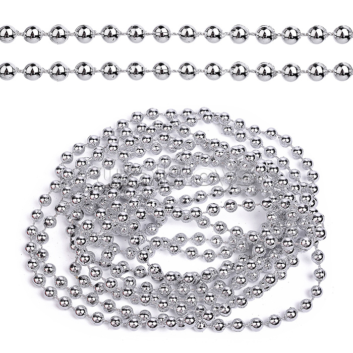 Бусы новогодние серебро (2,7м)