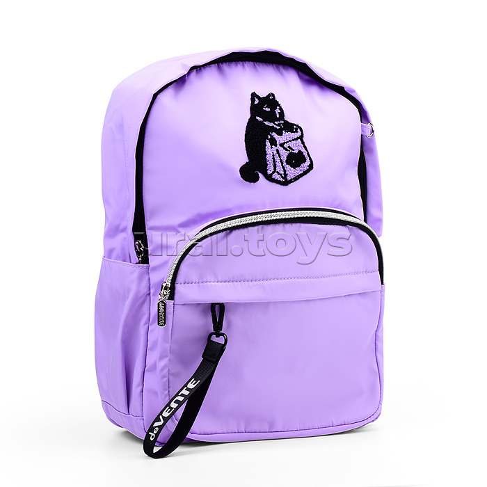 Рюкзак "Cat and Fish" подростковый 42x31x20 см (18 л) 500 г, нейлоновый, подклад, 1 отделение, 1 передний карман на молнии, 2 боковых кармана, 1 потайной карман анти-вор в спинке, уплотненная спинка и лямки, бегунок из репсовой ленты с печатью на переднем