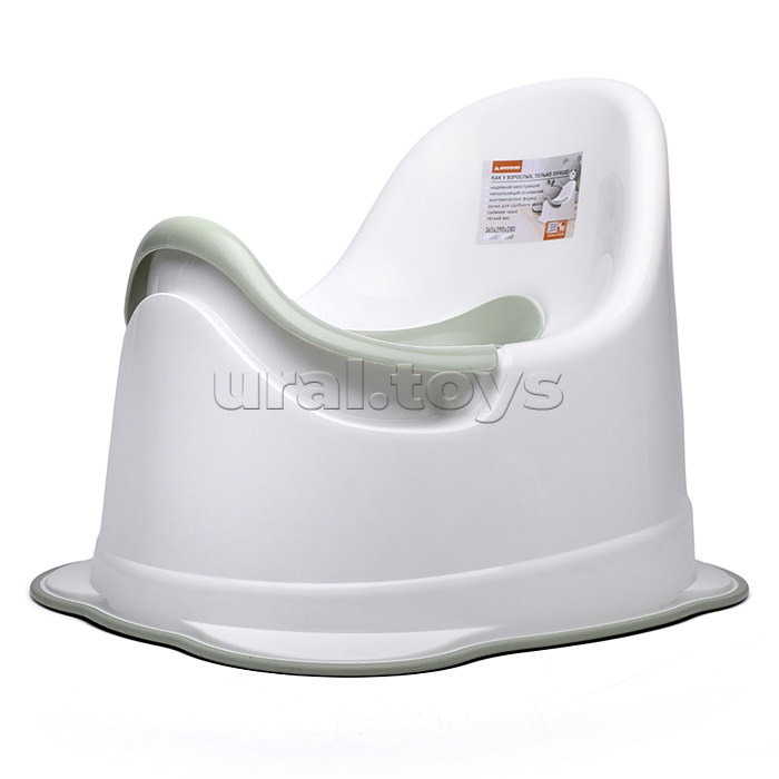 Горшок (стульчик) туалетный антискользящий (бело-оливковый)