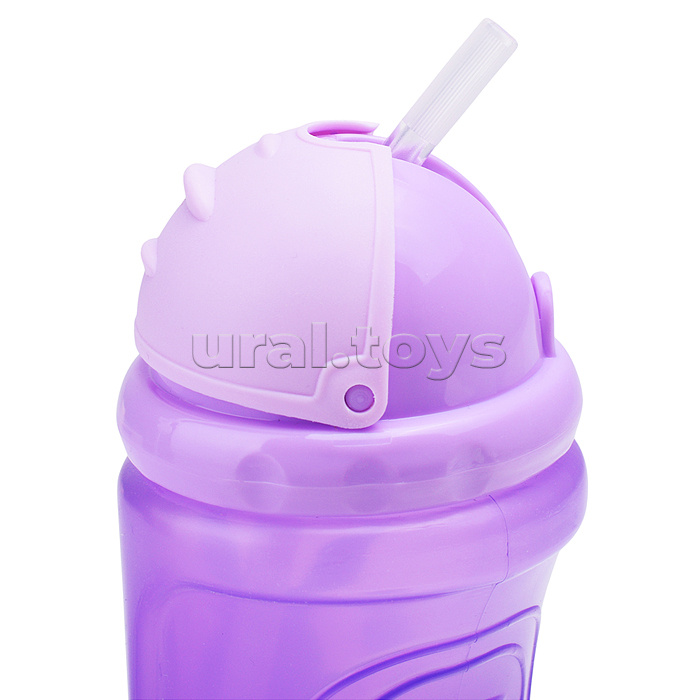 Поильник-непроливайка с силиконовой трубочкой, без ручек "Зайка" фиолетовый, 400 мл, 12+,