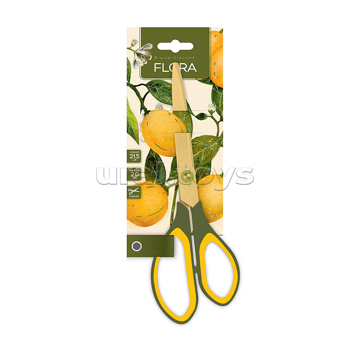 Ножницы "Flora. Paradise. Lemons" с золотыми лезвиями, 21.5 см.
