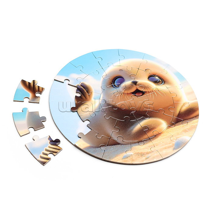 Пазл магнитный "Зверята" круглый