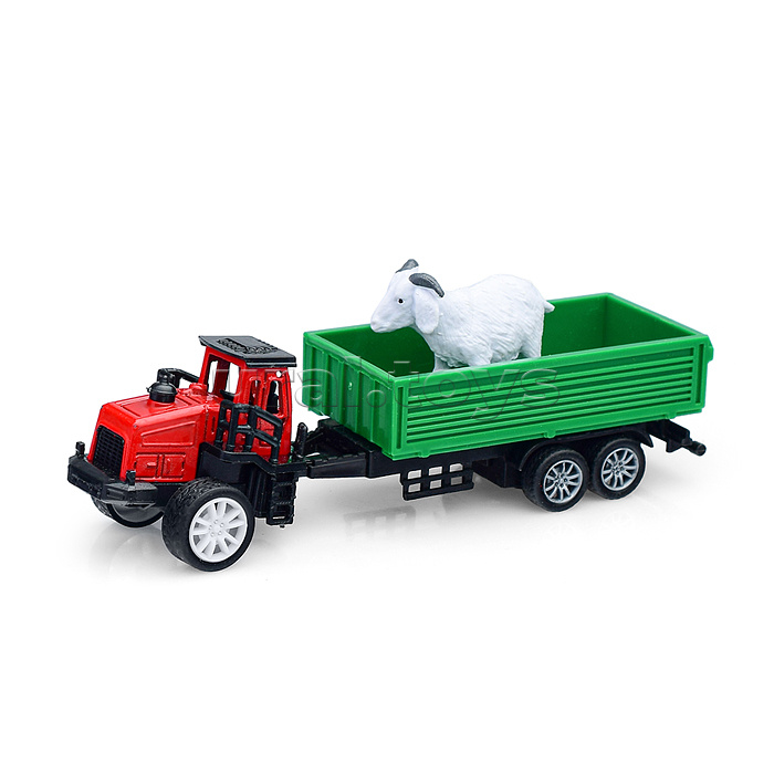 Набор "Трактор двухколесный" с прицепом и животным, в коробке