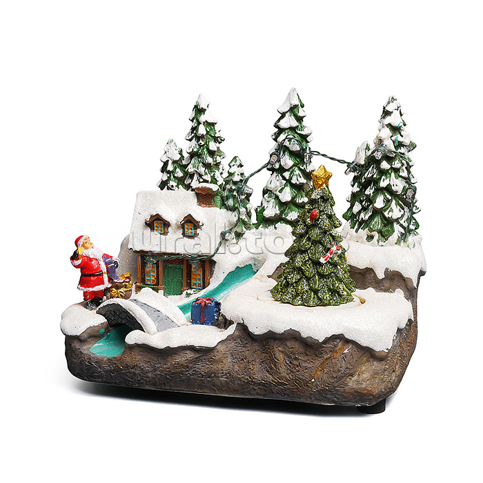 Новогодняя декоративная композиция "Речка в деревне" 20x14.5x15.5см