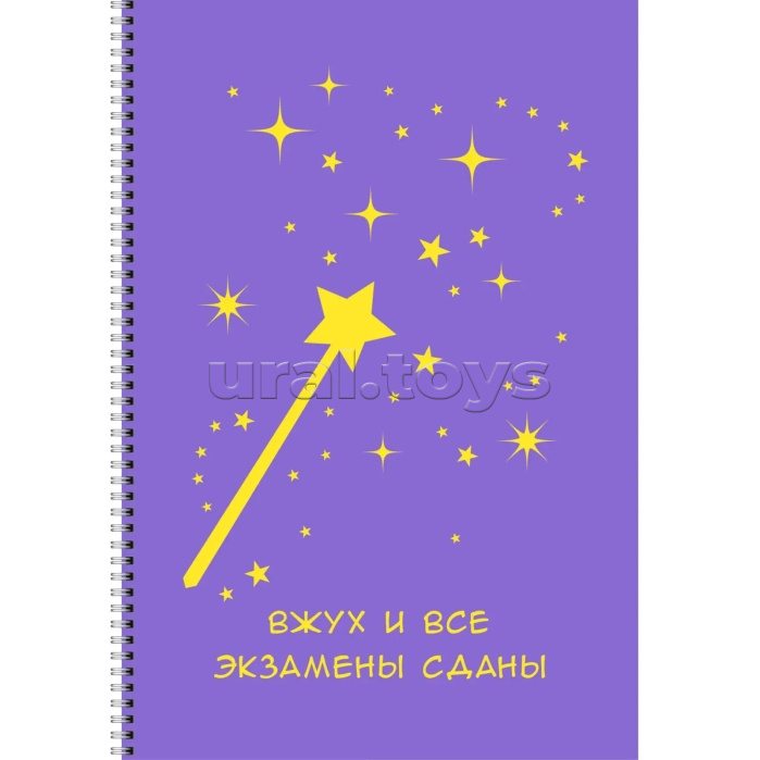 Тетрадь 80л. клетка "Вжух" А4 обл.:мел.картон, пантонная печать, выб.лак. Евроспираль.Бум.–оф.60г/м2