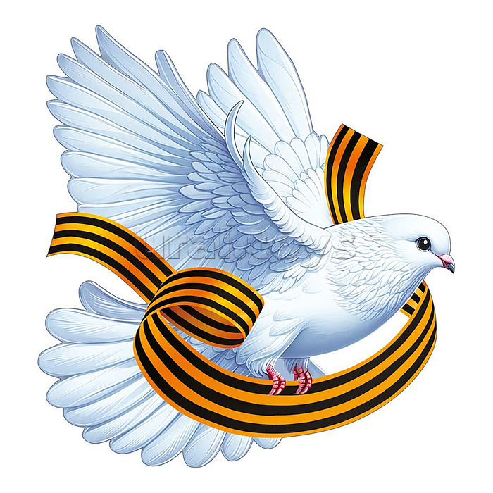 Украшение на скотче "Голубь левый с георгиевской лентой"