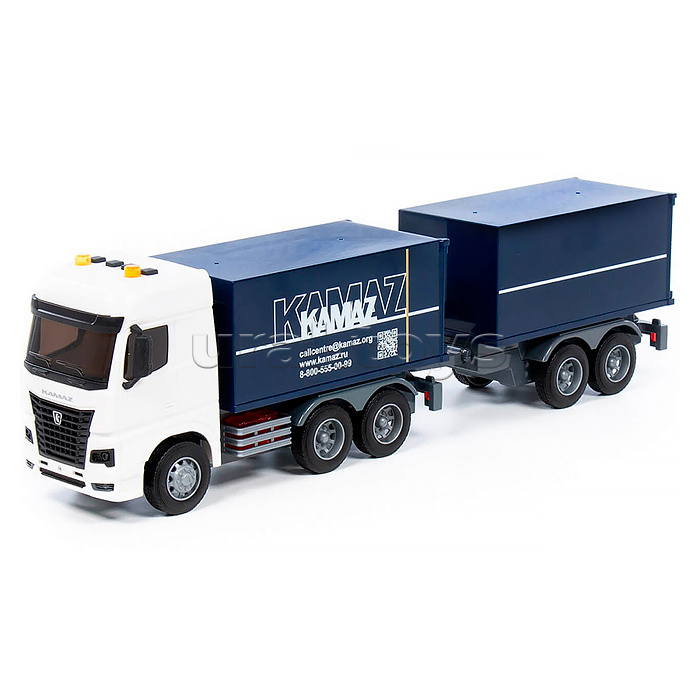 KAMAZ, автомобиль-фургон с прицепом инерционный (со светом и звуком)