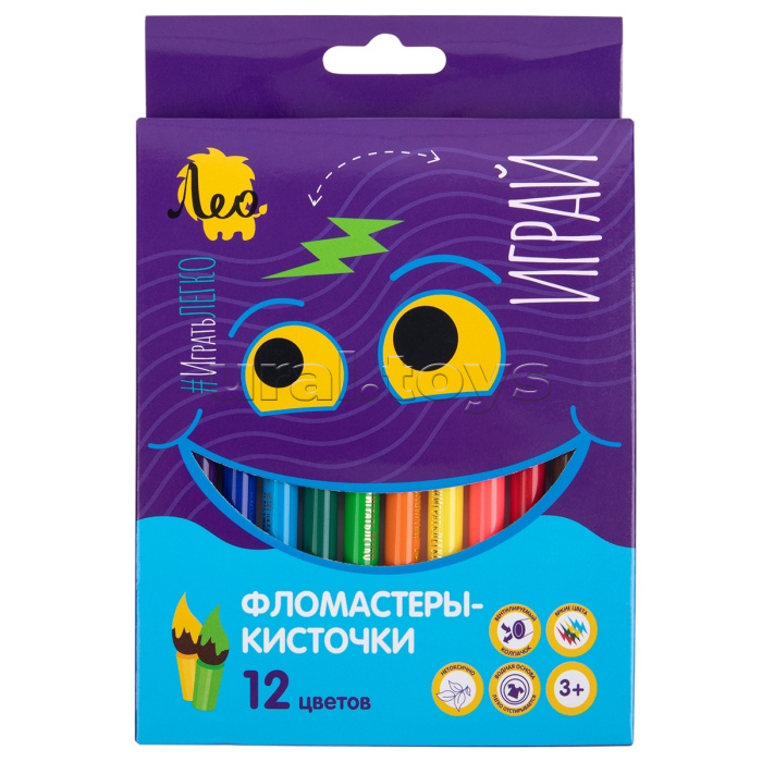 Фломастеры-кисточки смываемые 12 цв "Играй"