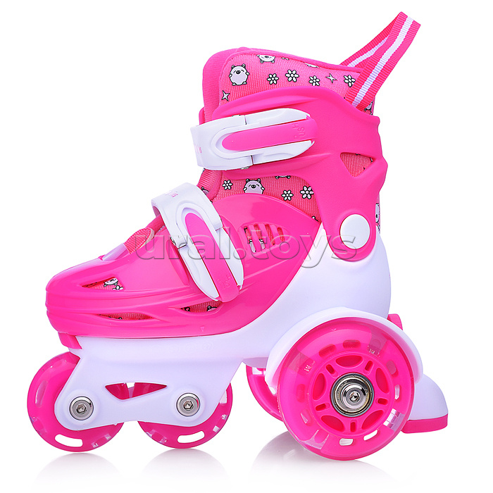 Ролики детские размер S, розово-белые