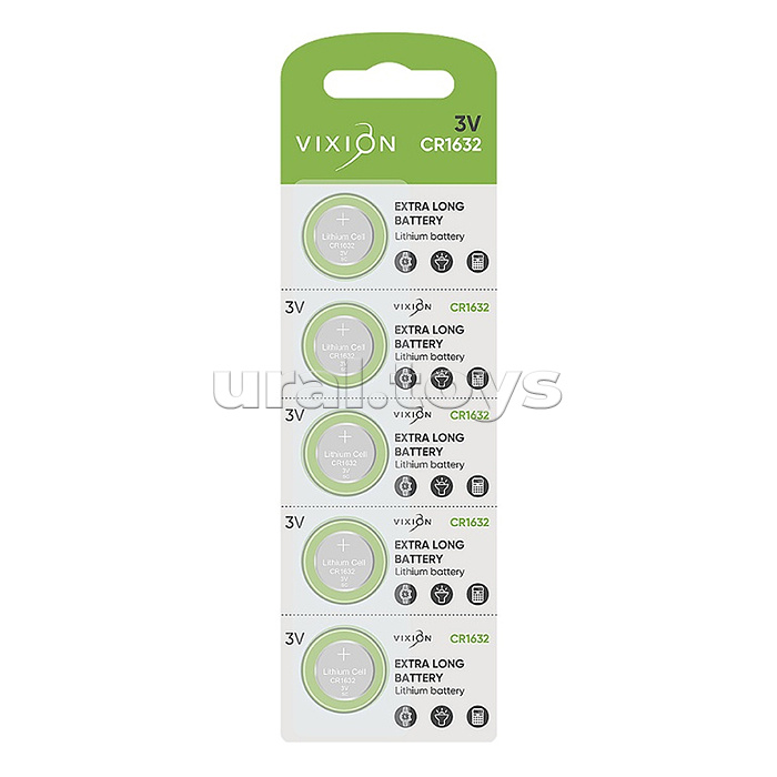 Батарейка литиевая дисковая Vixion CR1632 (блистер 5шт)