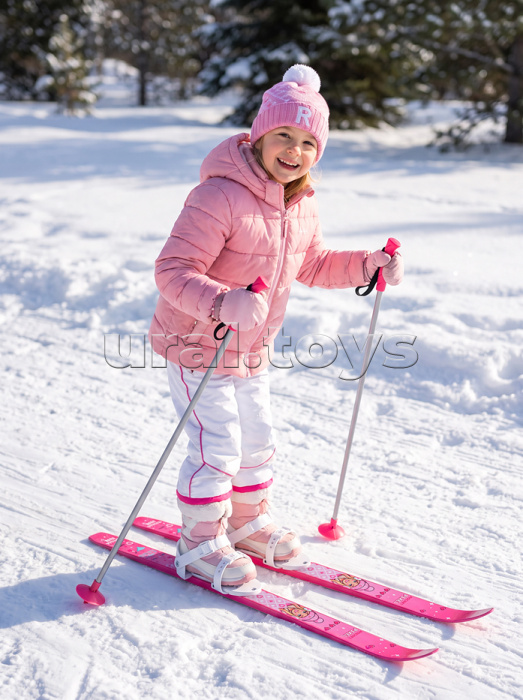 Лыжи детские "Подружки" ROCKET SKI JUNIOR 90/90 см, универсальное крепление, с палками