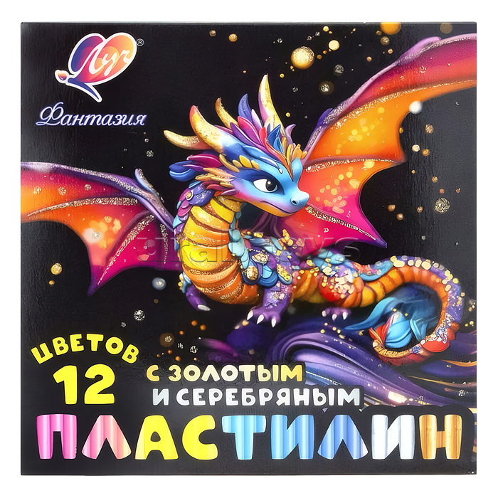 Пластилин 12 цв. "Фантазия" (классический + золотой + серебряный), 230 г, стек Пластилин 12 цв. "Фантазия" (классический + золотой + серебряный), 230 г, стек