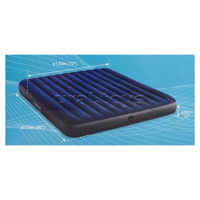 Матрас надувной Classic Downy Fiber-Tech, 183 x 203 х 25 см, 64755 INTEX