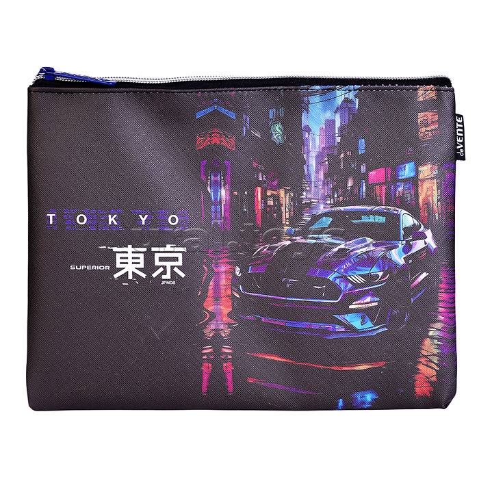 Папка для тетрадей "Label. Tokyo Drift" A5 (27x20,5x1 см) на молнии сверху, искусственная кожа до -40C с антивандальной фактурой, с подкладом