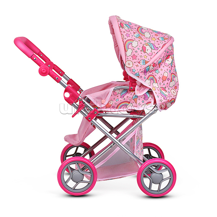 Коляска для кукол, металлическая, складная, с сумкой-переноской, корзиной и складным козырьком в пакете