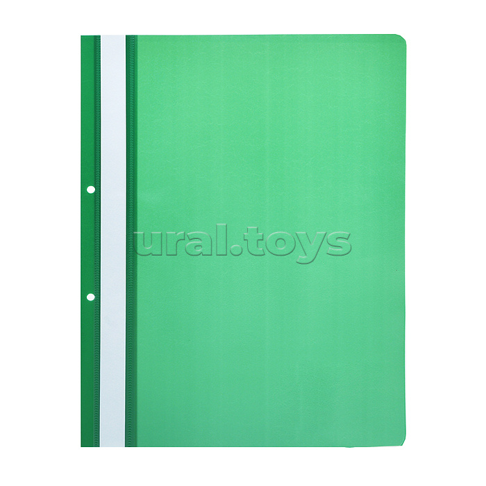 Папка-скоросшиватель A4 с перфорацией, с прозрачным верхним листом, 100/110 мкм, с индивидуальной маркировкой, зеленая