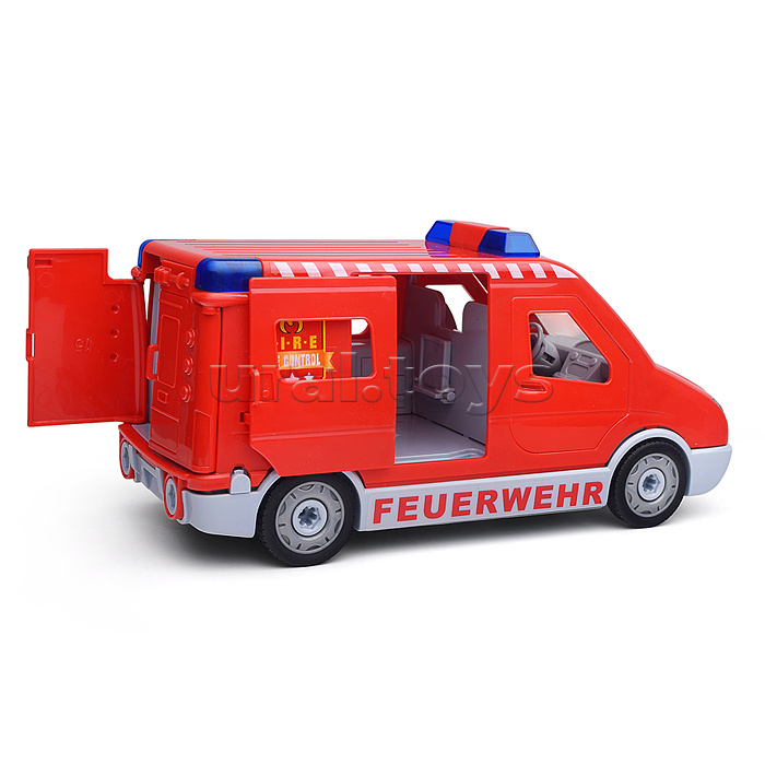 Конструктор "Пожарная Машина" с отверткой (свет,звук) в коробке