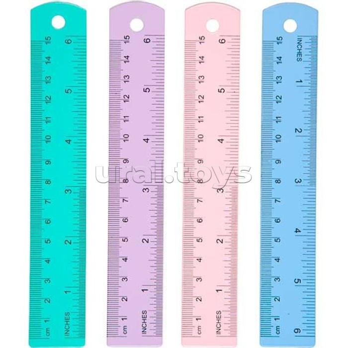 Линейка алюминиевая "Pastel" 15 см, с двусторонней шкалой, в пластиковом подвесе