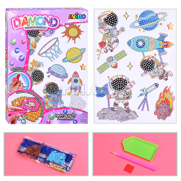 Мозаика алмазная "Космические приключения" в коробке