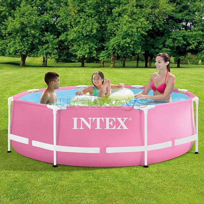 Бассейн каркасный Metal Frame Pool, с фильтром, розовый, от 6 лет, 28292NP INTEX