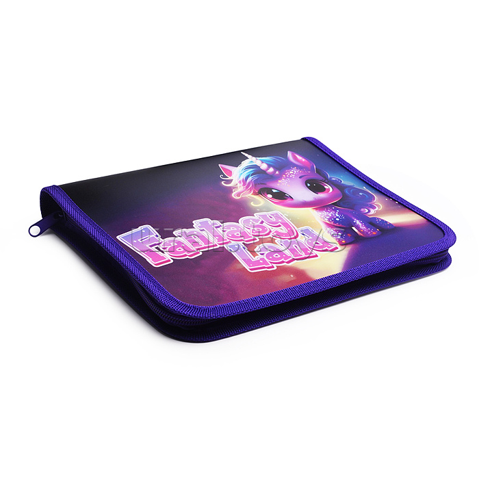 Папка для тетрадей А5 молния вокруг печать на пластике, 230/180/25 "Сказочный единорог"