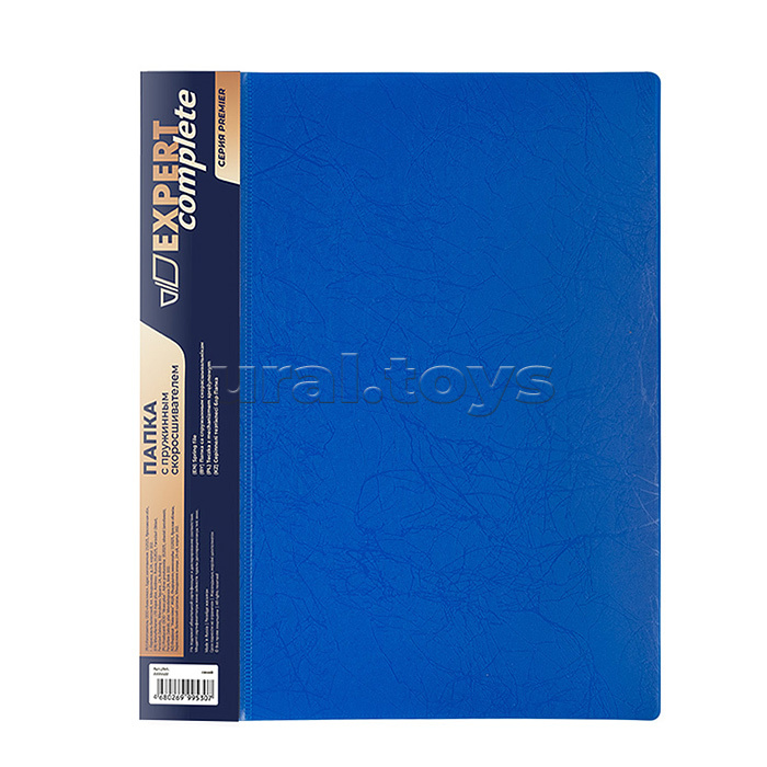 Папка пружинный скоросшиватель A4 550 мкм, волокно, синий, "Expert Complete" Premier