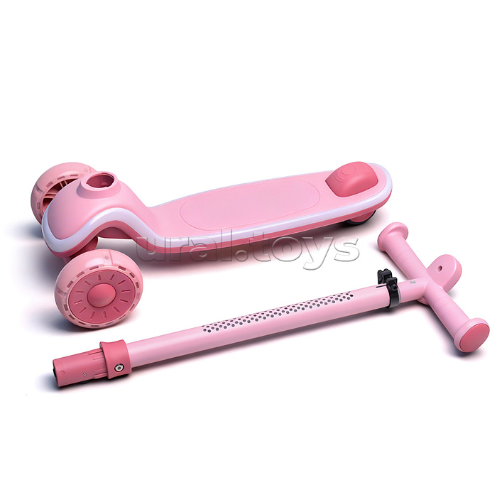 Самокат 3-х колесный ROCKET,колеса PU со светом, цвет розовый