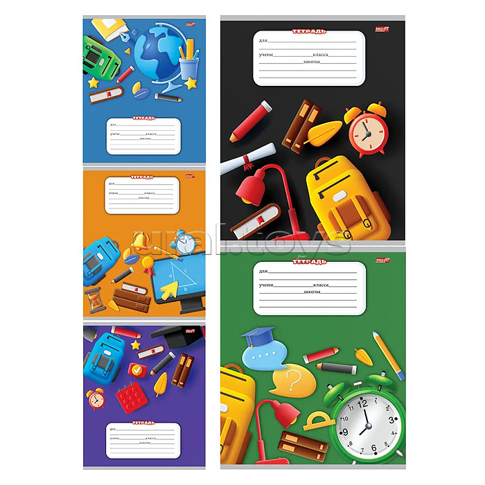 Тетрадь 12л. клетка "Ученические атрибуты" цвет. мелов. обл.