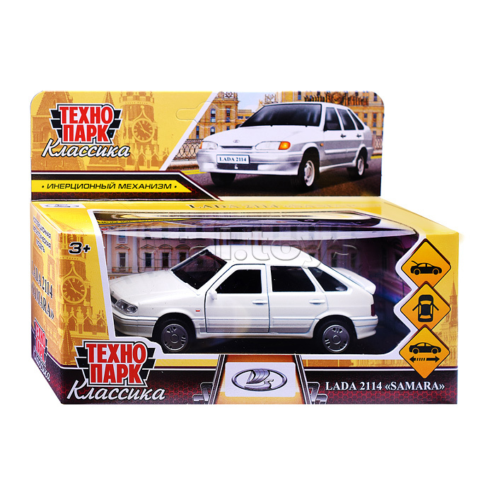 Машина металл LADA -2114 "Samara" 12 см, (двер, баг, белый) инерц., в коробке