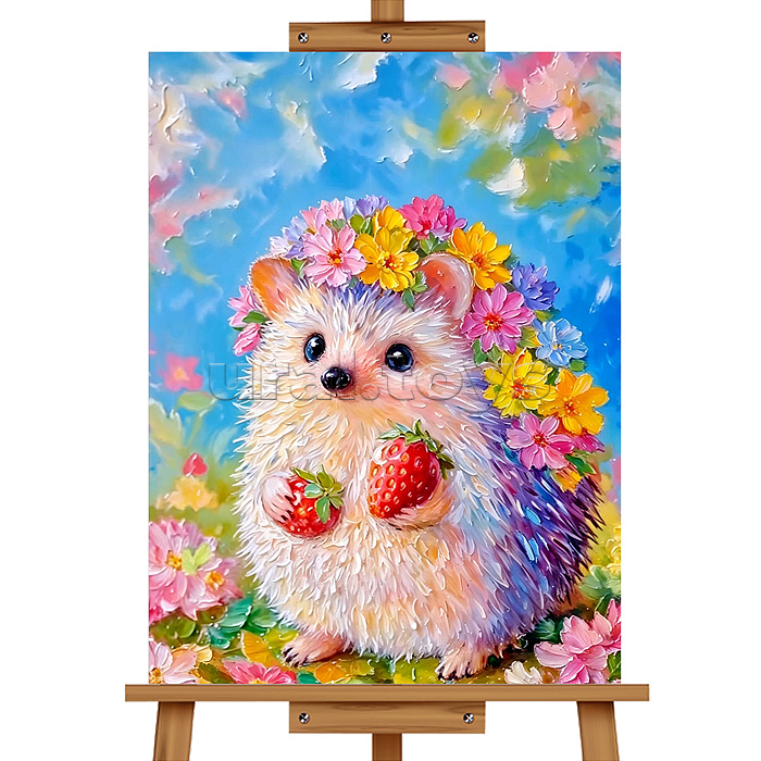 Картина по номерам "Ёжик с земленичкой" 40*30 см.