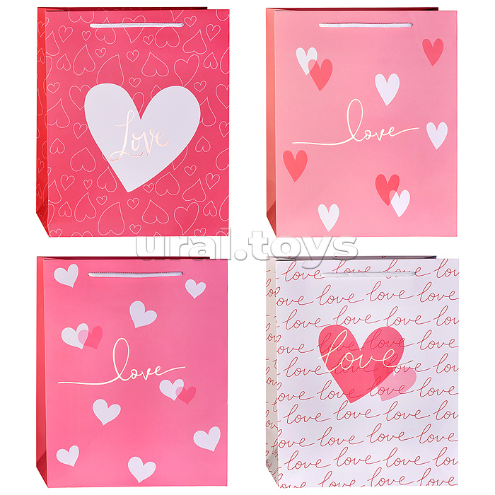 Пакет подарочный "От сердца" 32*26*12см.