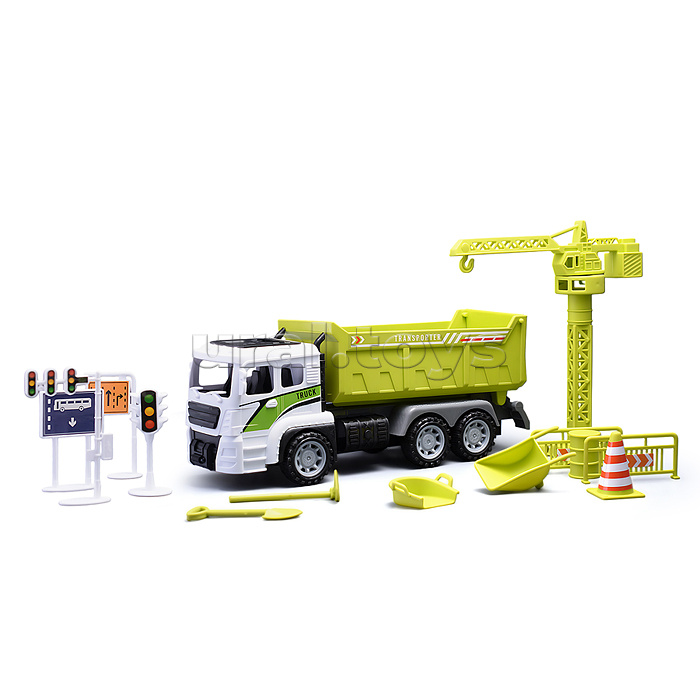 Машина "Стройка" с дорожными знаками, в коробке