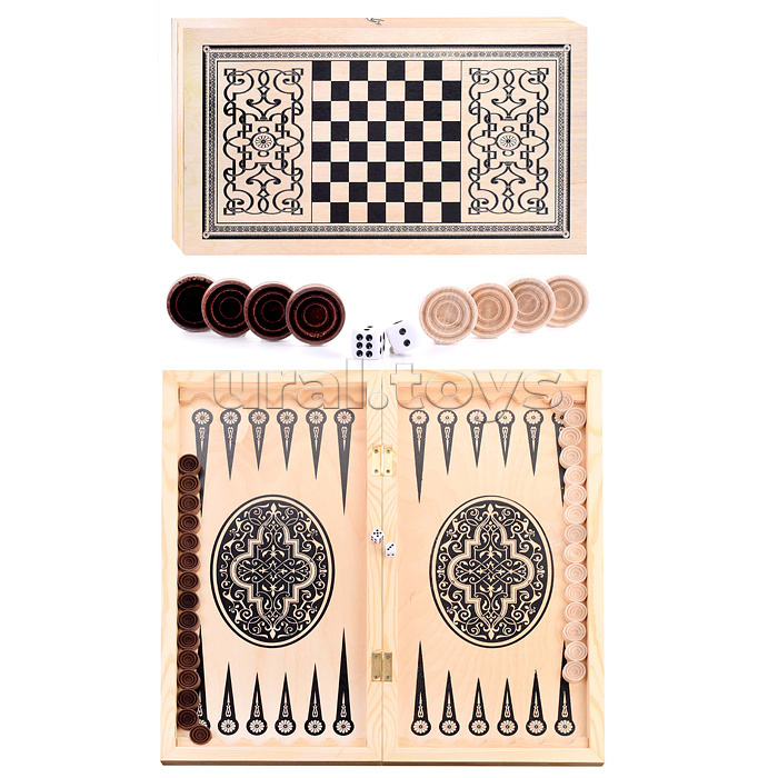 Нарды деревянные средние (500х250мм) дерев.фишки