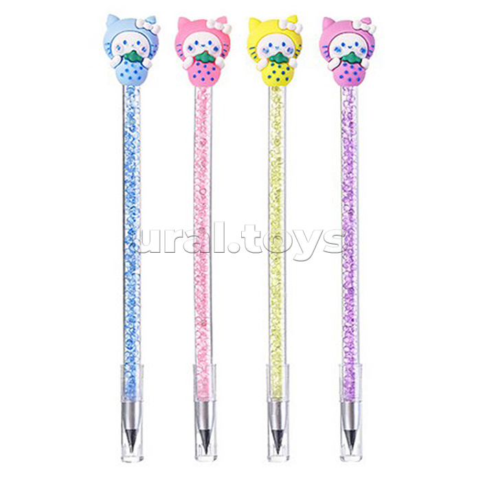 Карандаш вечный "Лапки" с кристаллами внутри корпуса, 3 цвета корпуса в ассортименте