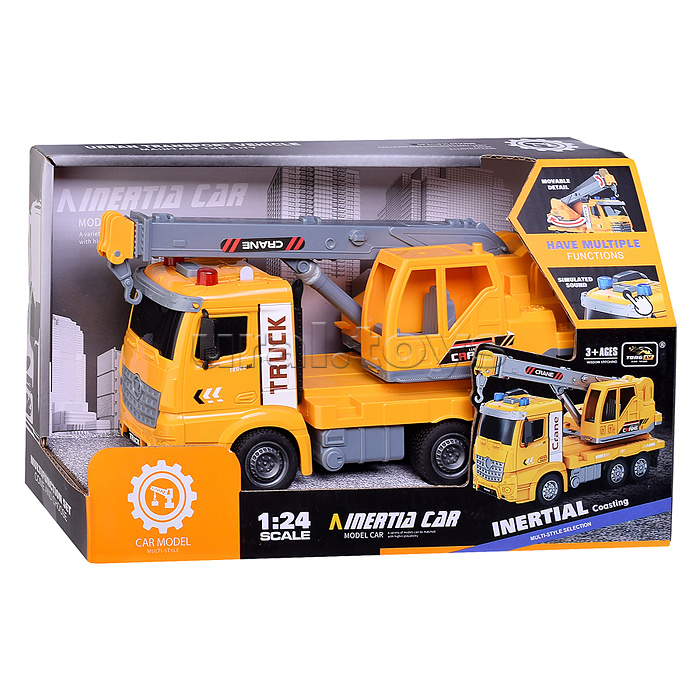 Машина "Автокран" на батарейках, в коробке