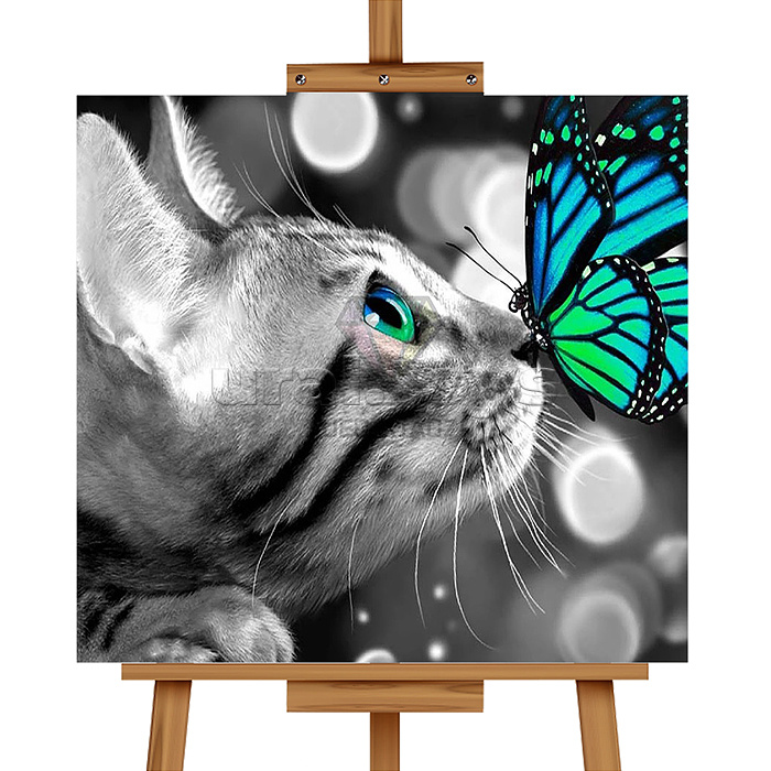 Мозаика алмазная "Неожиданность" (светится в темноте) 20*20см.