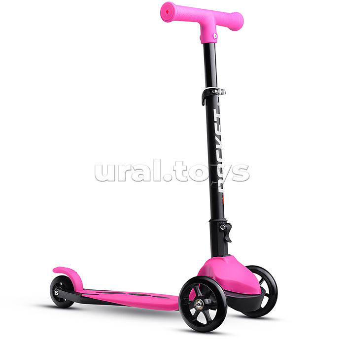 Самокат трёхколёсный ROCKET колёса PU, цвет розовый