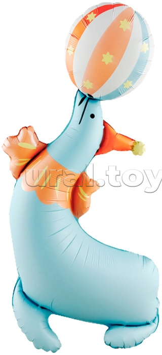 Шар 3D (43''/109 см) Фигура, Цирк, Веселый тюлень, 1 шт. в уп.